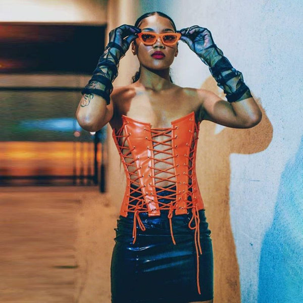 leather string top