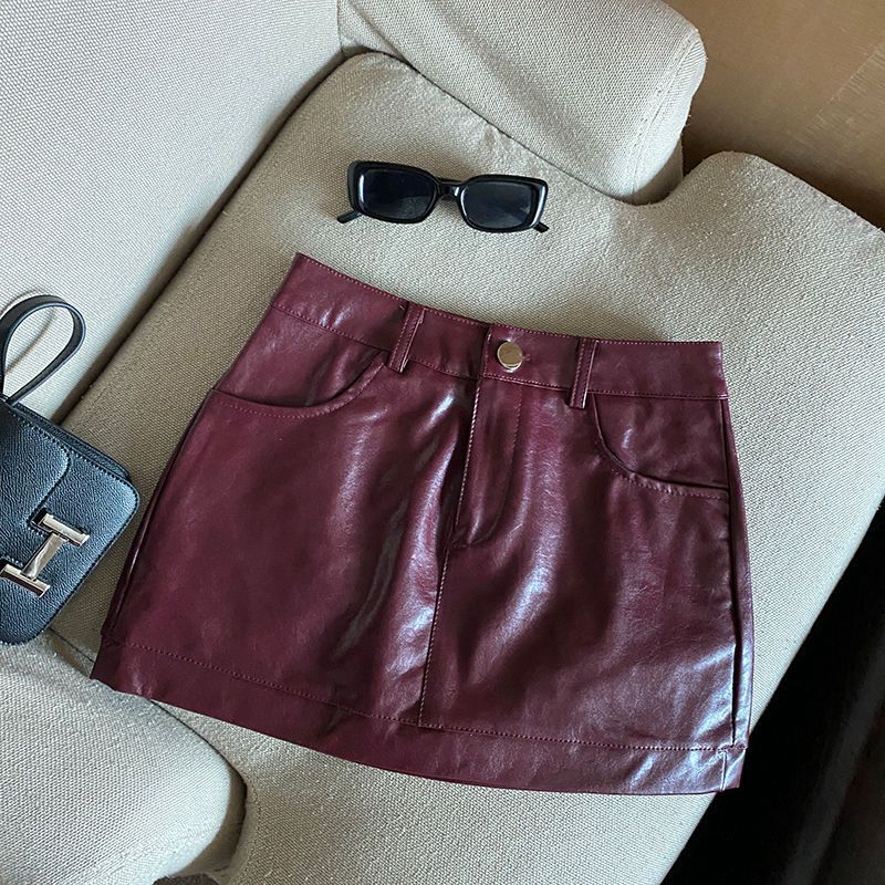 Leather mini skirt