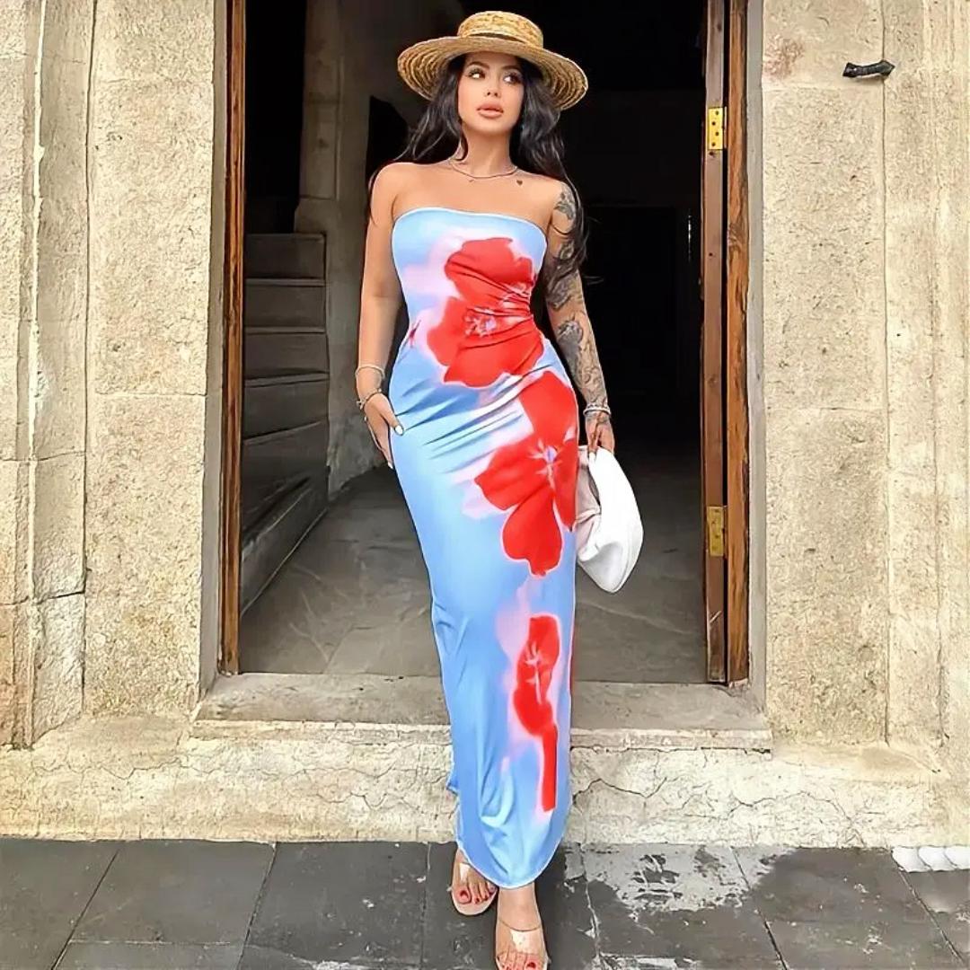 Blue floral bobtube dress