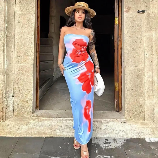 Blue floral bobtube dress