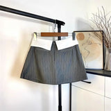 Pinstripes collar mini skirt