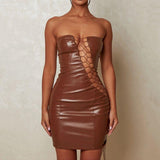 Leather lace dress