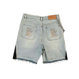 Patchwork denim shorts