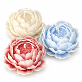 Tulip Candles – ivory, blue and pink layered flower candles