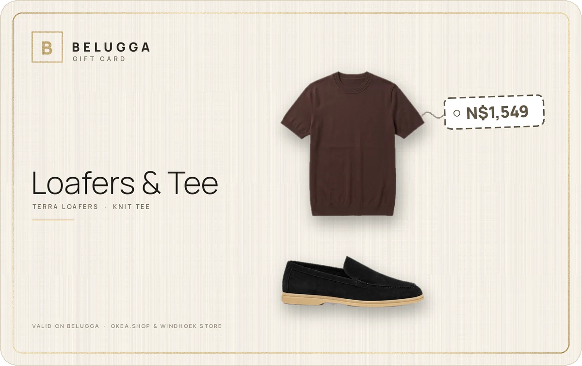 Belugga gift card, Loafers + Tee · N$1,549