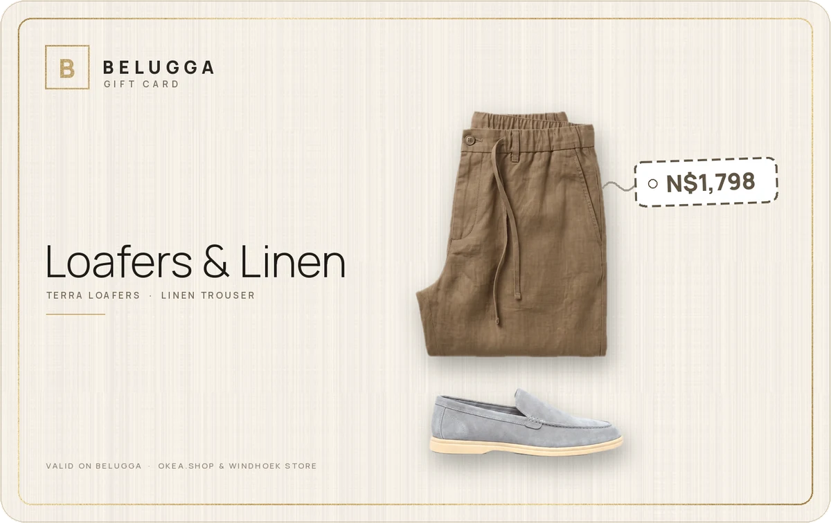 Belugga gift card, Loafers + Linen Trouser · N$1,798